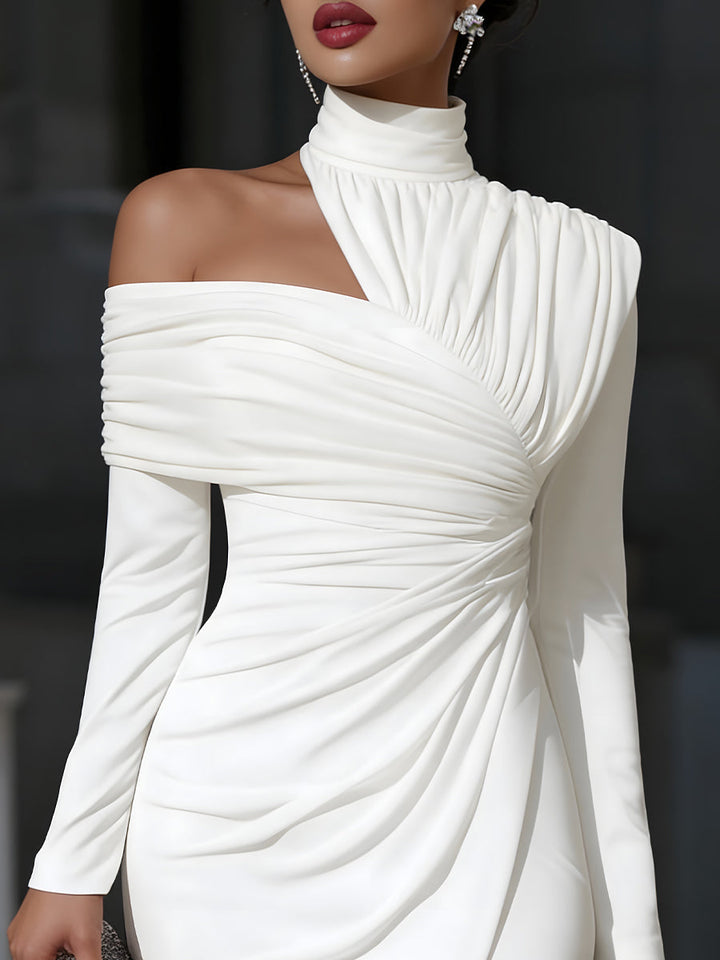 Petra | Evening Dress with High Collar & One Shoulder