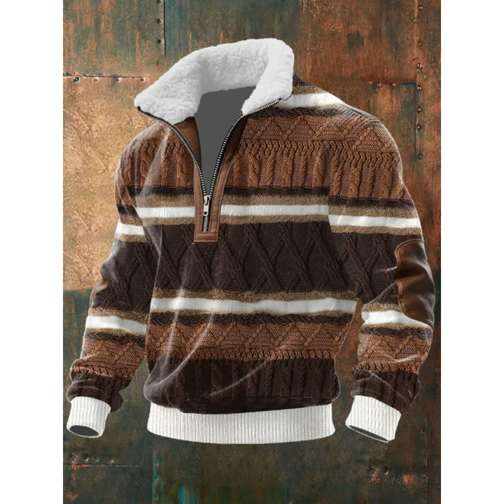 Men’s Fleece-Collar Cable-Knit Quarter-Zip Jumper