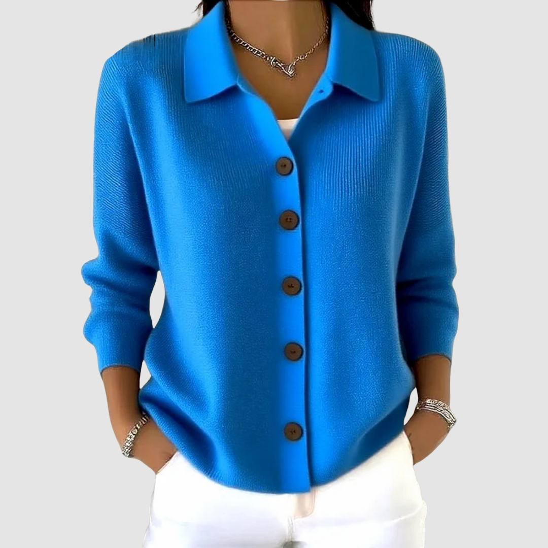 Women’s Collared Button-Up Knitted Cardigan