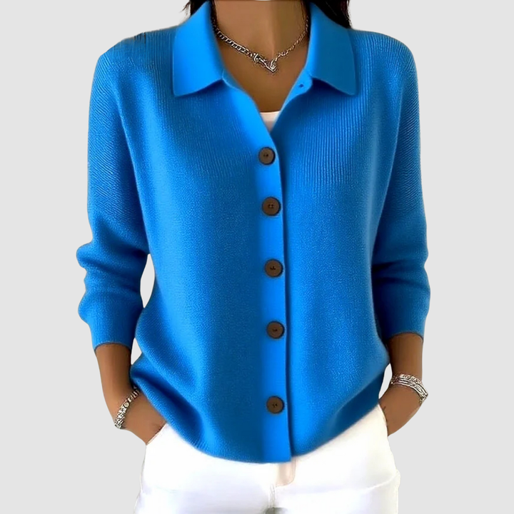 Women’s Collared Button-Up Knitted Cardigan