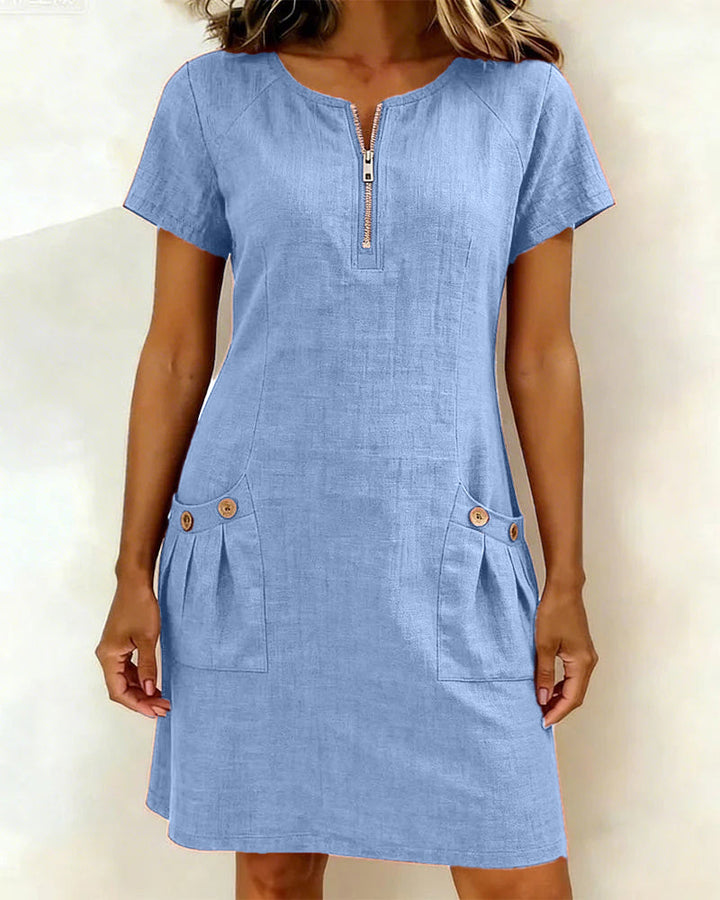 Ellie | Cotton Dress with Zipper Pocket