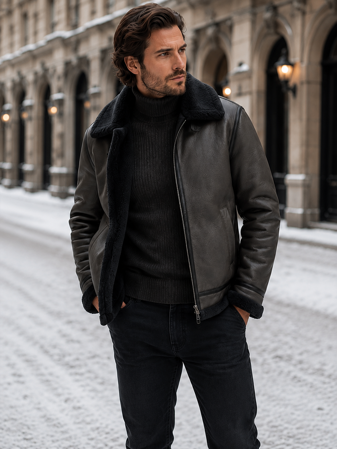 Men’s Fleece-Lined Aviator Jacket