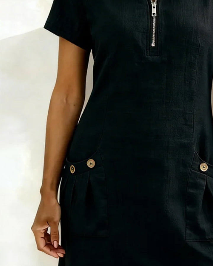 Ellie | Cotton Dress with Zipper Pocket