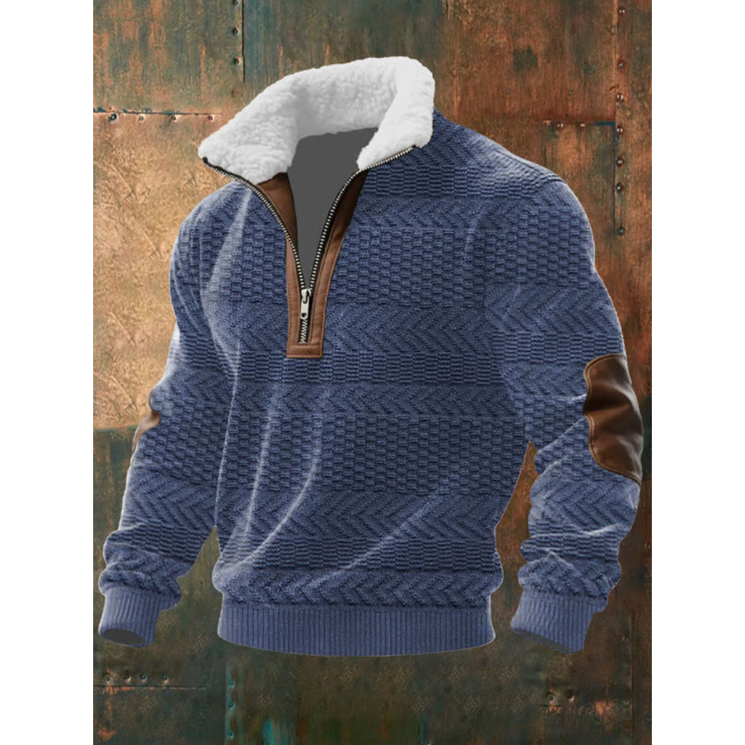 Men’s Fleece-Collar Cable-Knit Quarter-Zip Jumper