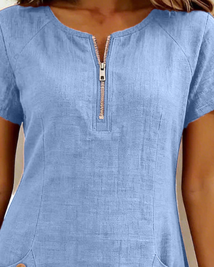 Ellie | Cotton Dress with Zipper Pocket