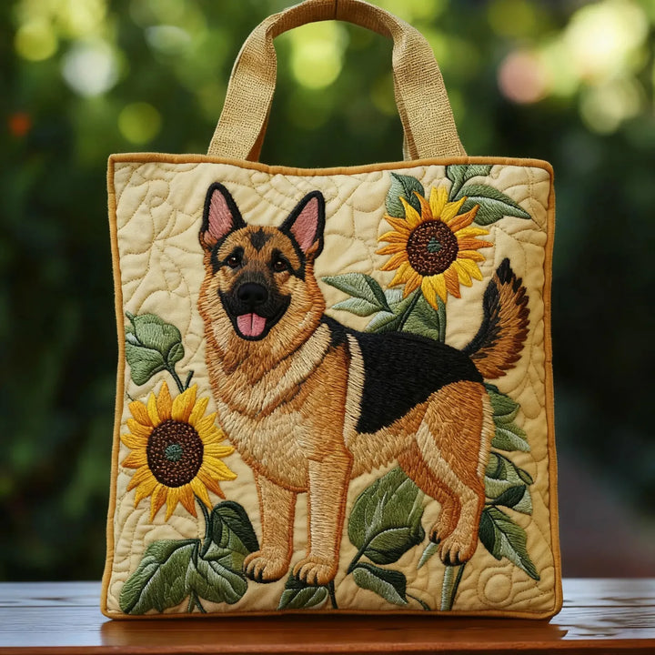 Quilted Tote - German Shepherd Floral