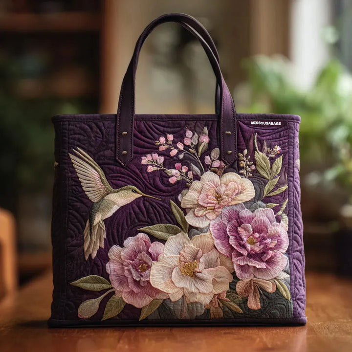 Quilted Tote - Hummingbirds and Orchids