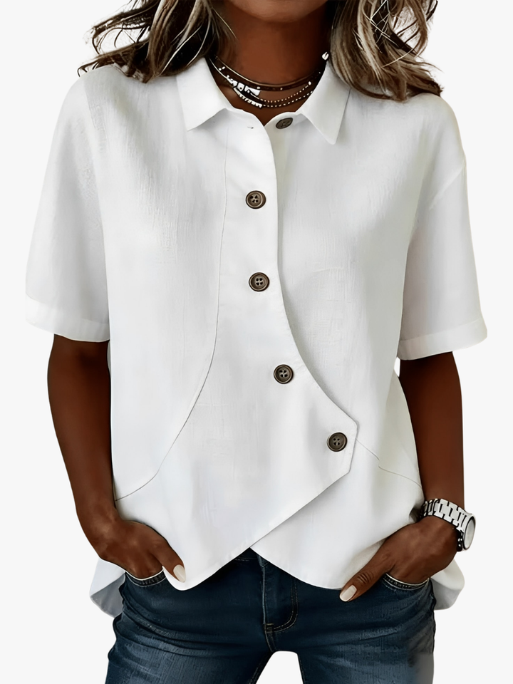 Women’s Linen-Blend Short-Sleeve Shirt
