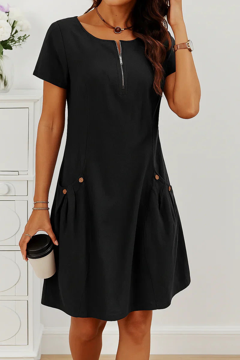 MARIELLA | Summer dress with elegant zip, practical pockets, and daily comfort