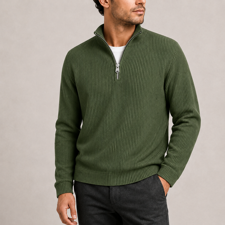Men’s Ribbed Quarter-Zip Jumper