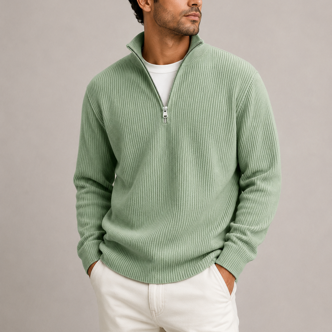 Men’s Ribbed Quarter-Zip Jumper