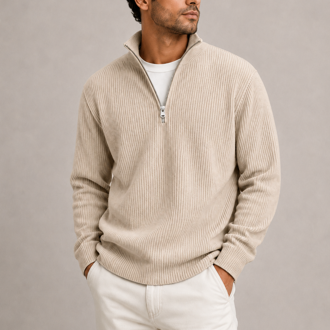 Men’s Ribbed Quarter-Zip Jumper