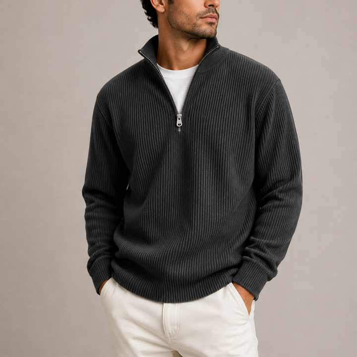 Men’s Ribbed Quarter-Zip Jumper