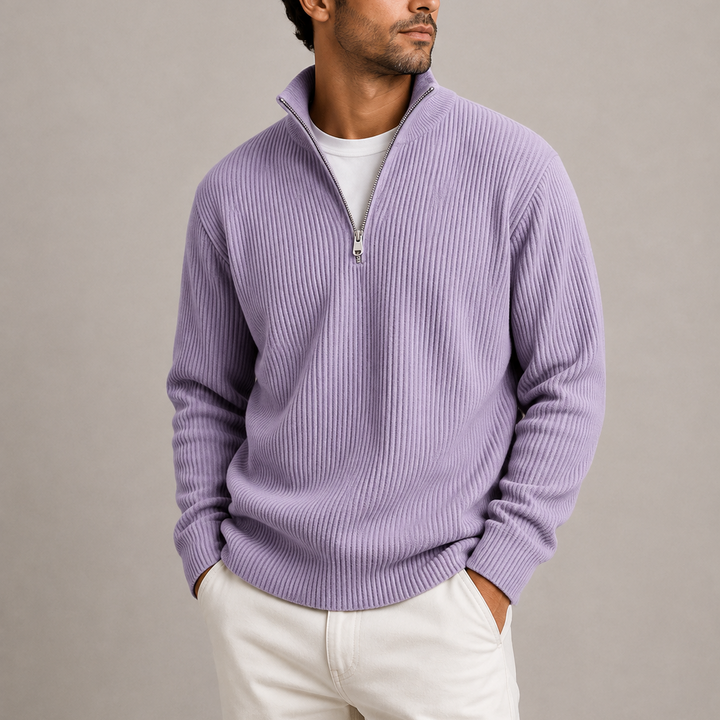 Men’s Ribbed Quarter-Zip Jumper