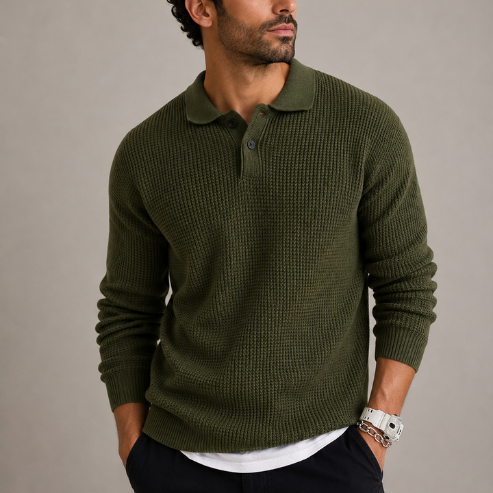 Men’s Slim-Fit Knitted Polo Jumper