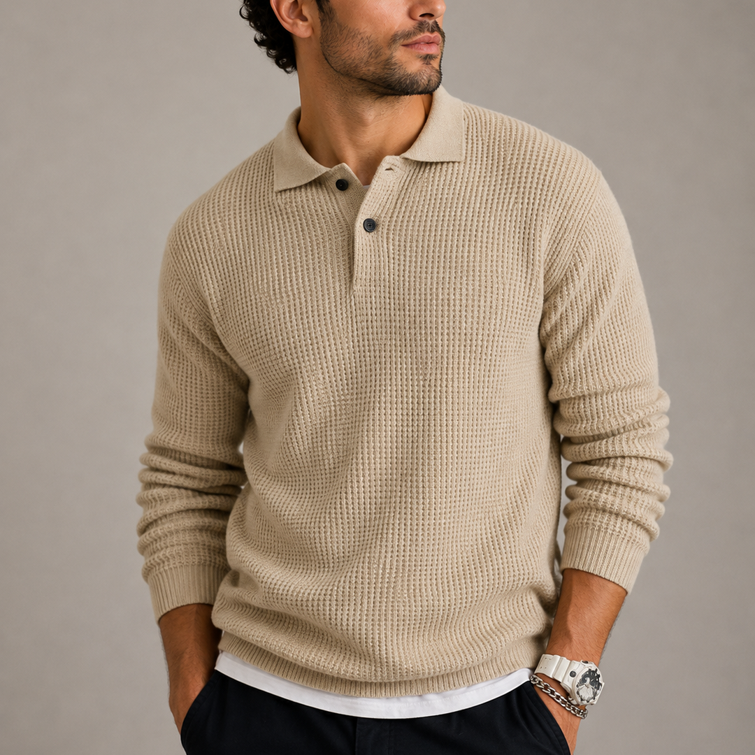Men’s Slim-Fit Knitted Polo Jumper