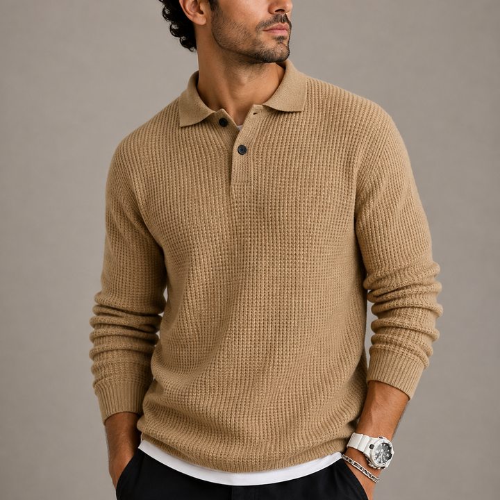 Men’s Slim-Fit Knitted Polo Jumper