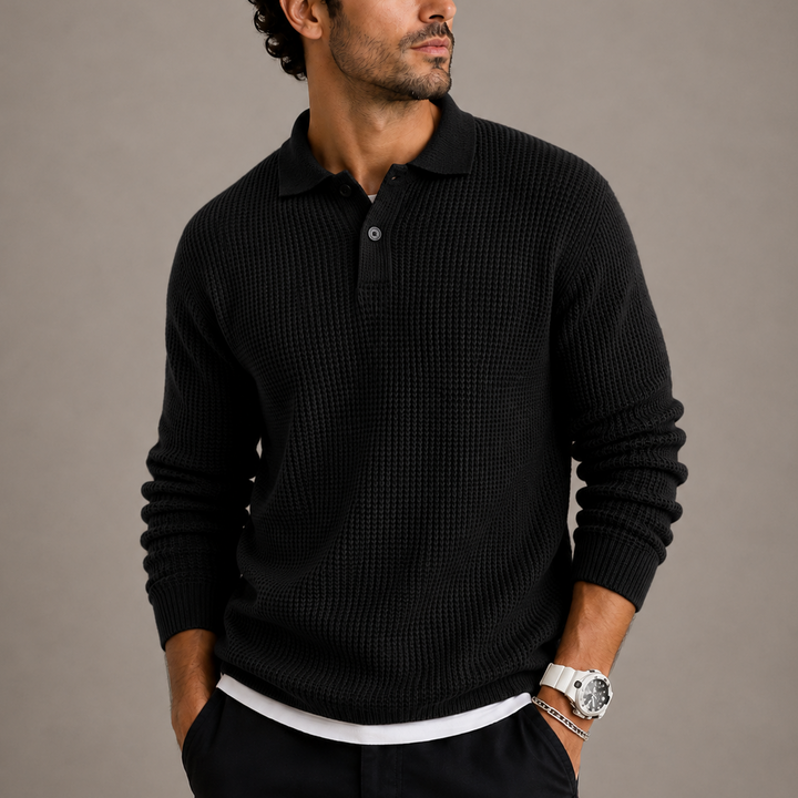 Men’s Slim-Fit Knitted Polo Jumper