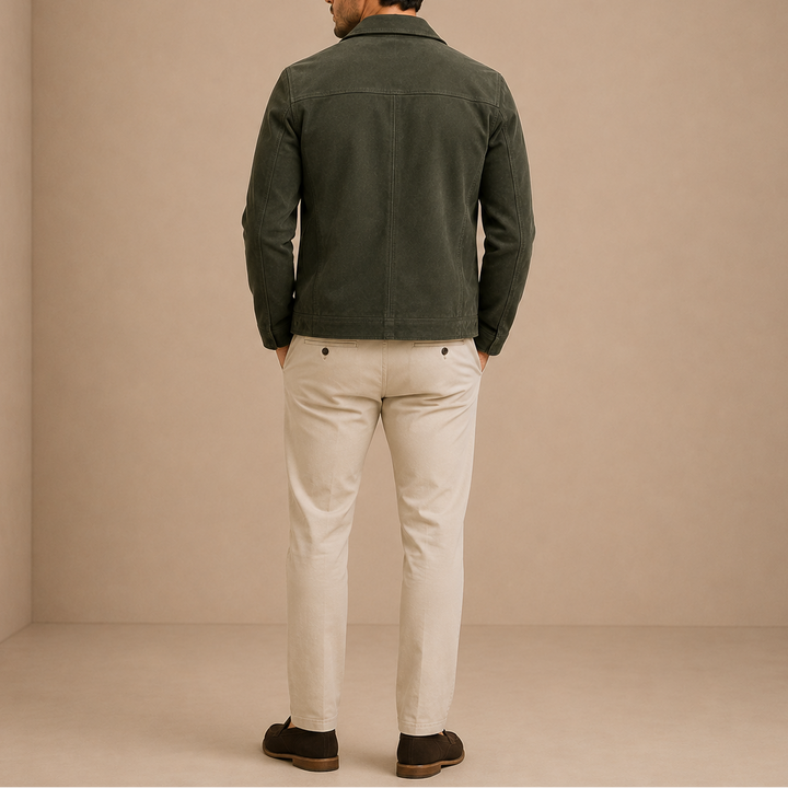 Men’s Suede Zip Jacket – Vintage Style