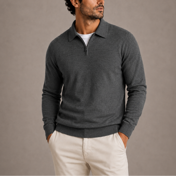 Men’s Quarter-Zip Polo Knit Sweater