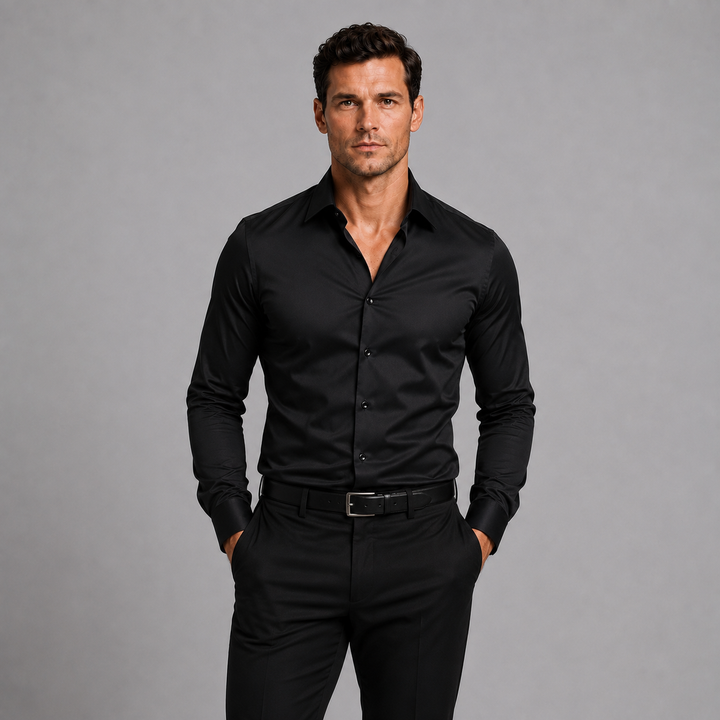 Men's Slim Fit Satin-Look Stretch Shirt