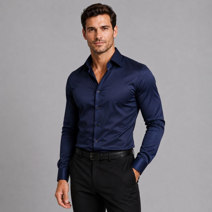 Men's Slim Fit Satin-Look Stretch Shirt