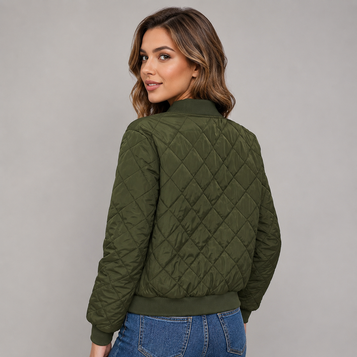 Women’s Cropped Quilted Bomber Jacket