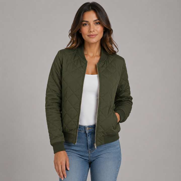 Women’s Cropped Quilted Bomber Jacket
