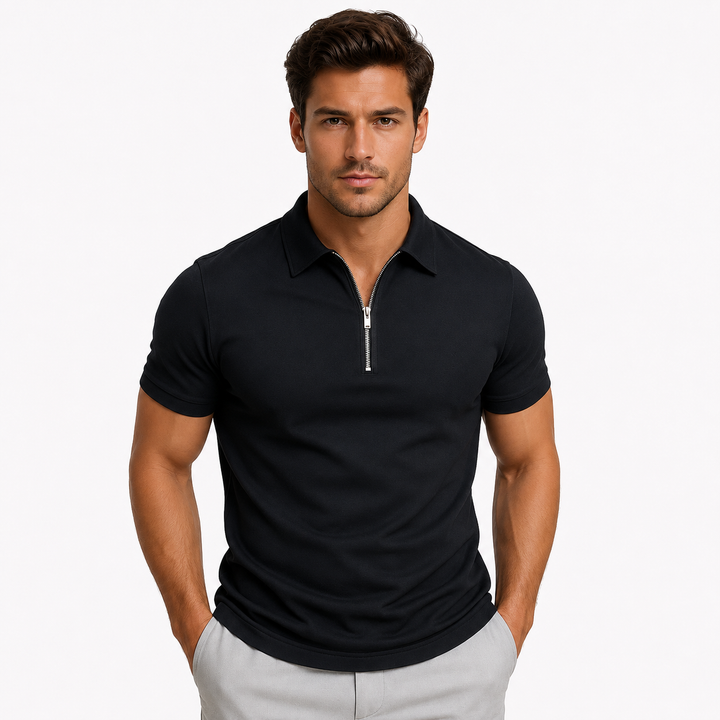 Men’s Slim-Fit Zip-Neck Polo Shirt
