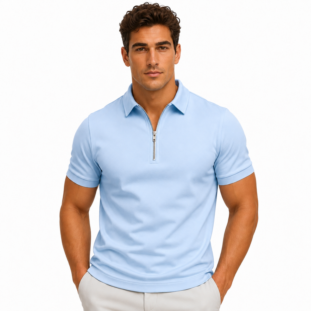 Men’s Slim-Fit Zip-Neck Polo Shirt