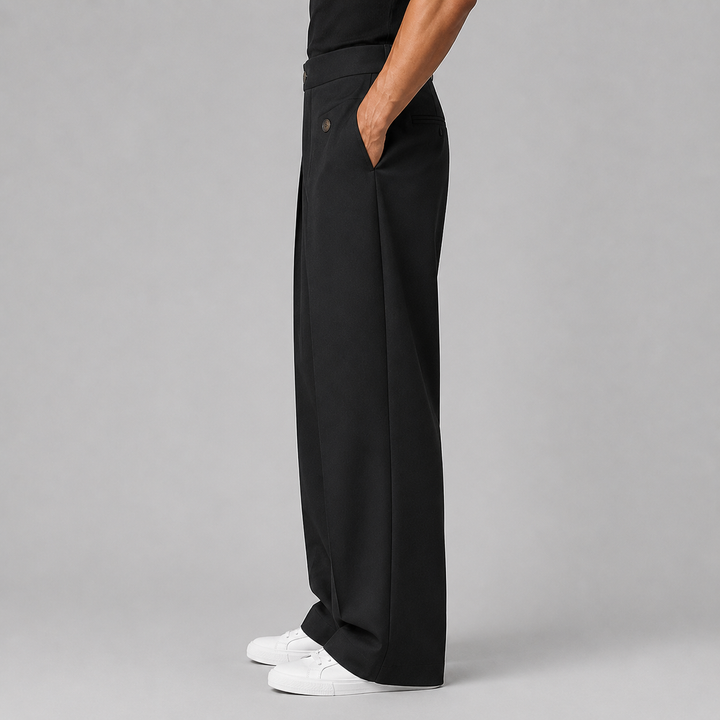 Men's Wide Leg Trousers with Front Pleats