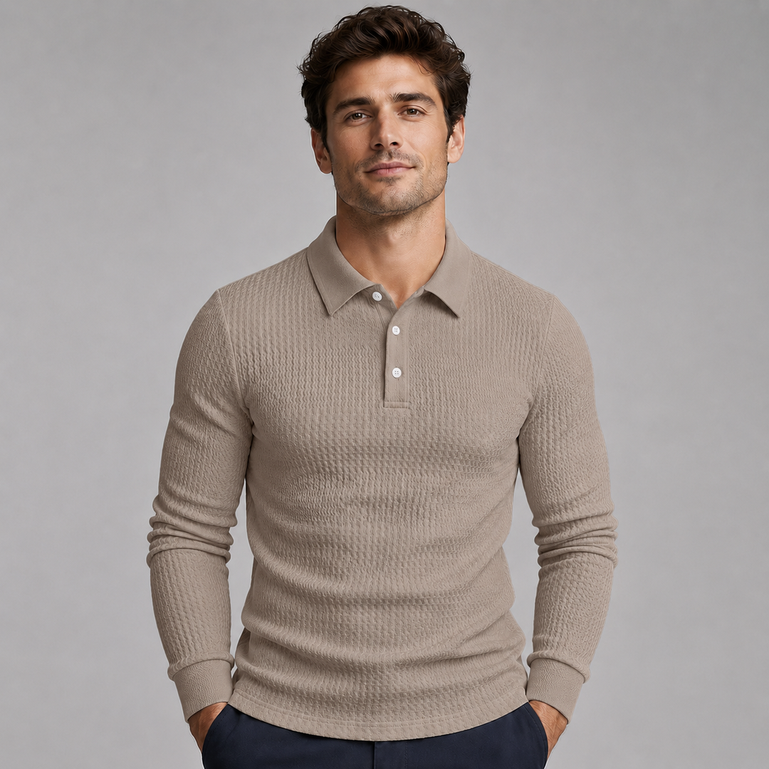 Men’s Ribbed Long-Sleeve Polo
