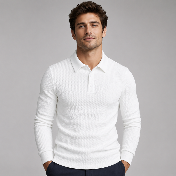 Men’s Ribbed Long-Sleeve Polo