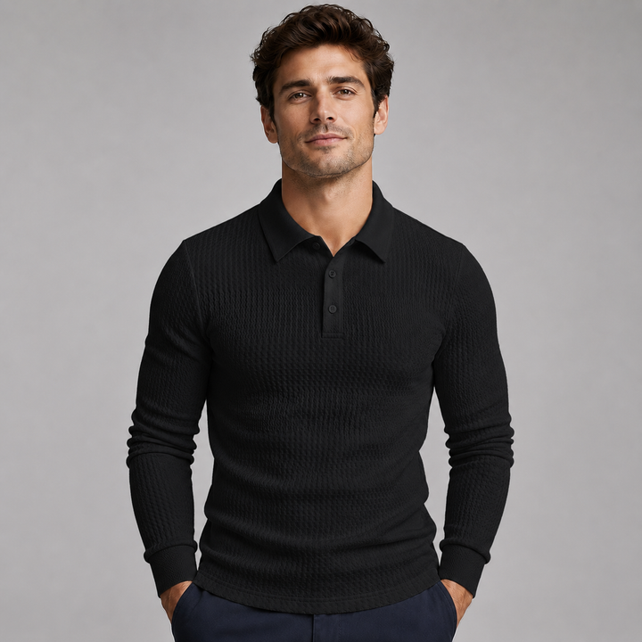 Men’s Ribbed Long-Sleeve Polo