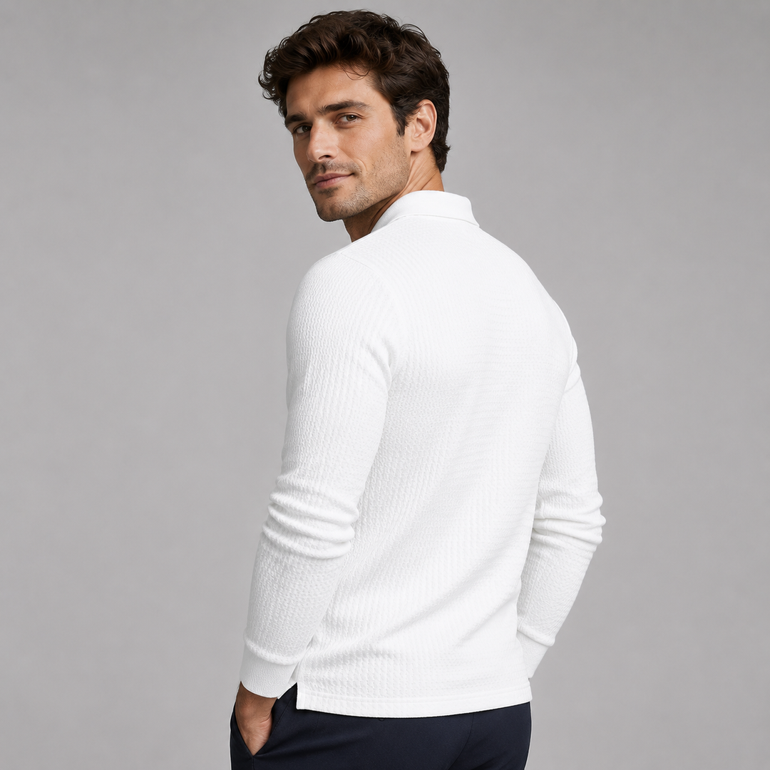 Men’s Ribbed Long-Sleeve Polo