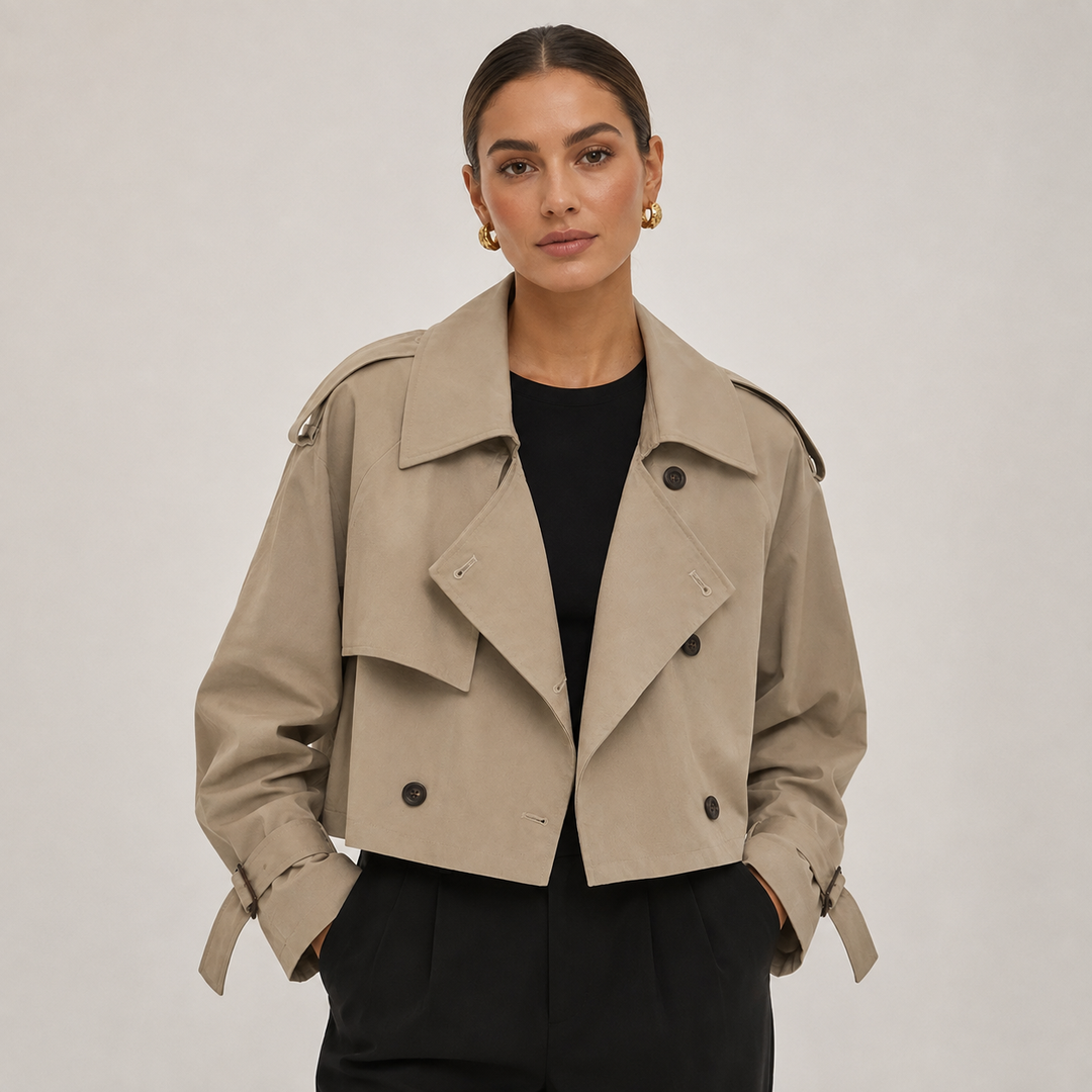 Women’s Cropped Double-Breasted Trench Coat
