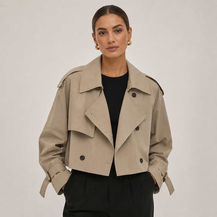 Women’s Cropped Double-Breasted Trench Coat