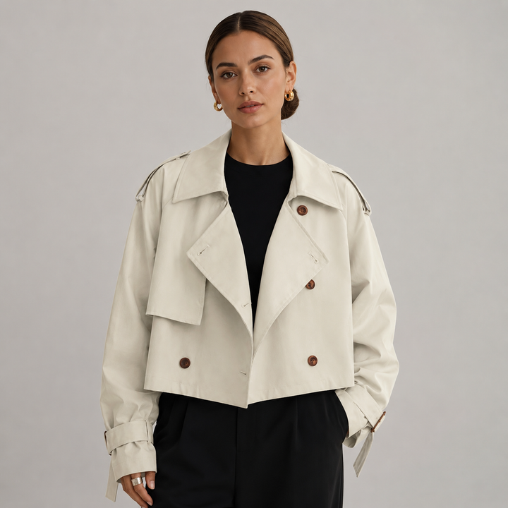 Women’s Cropped Double-Breasted Trench Coat