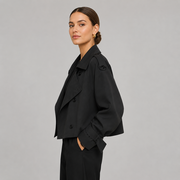 Women’s Cropped Double-Breasted Trench Coat