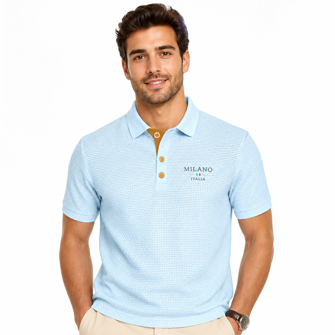 Men’s Textured Short-Sleeve Polo Shirt