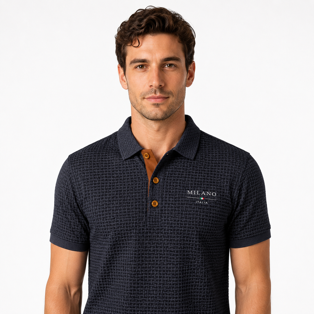 Men’s Textured Short-Sleeve Polo Shirt
