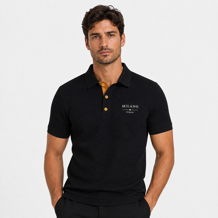 Men’s Textured Short-Sleeve Polo Shirt