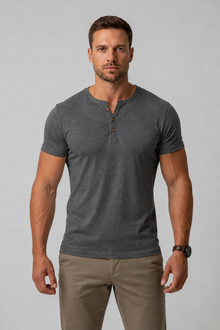 Men’s Henley T-Shirt - Muscle Fit