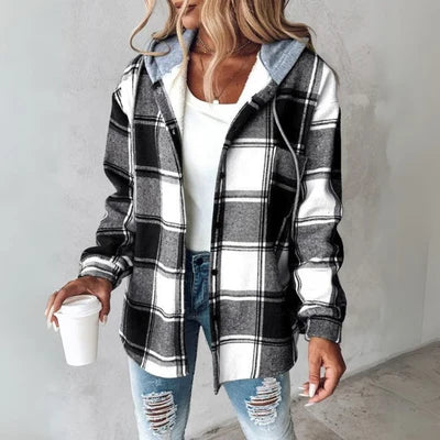 Women’s Checked Hooded Overshirt