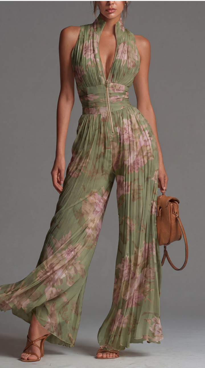 Zineb | Pleated Floral Jumpsuit