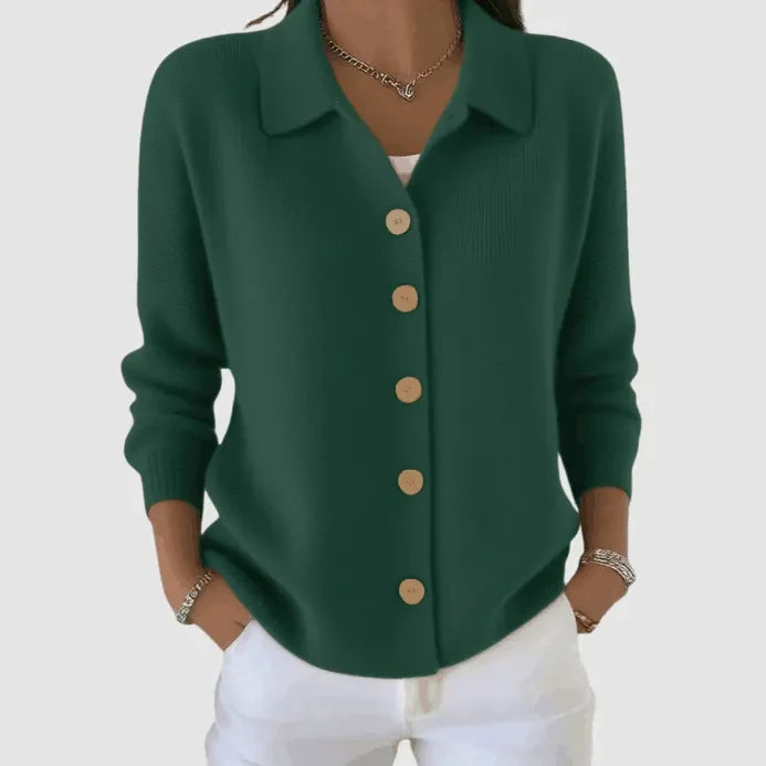 Women’s Collared Button-Up Knitted Cardigan