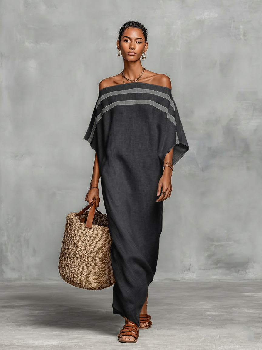 Sophie | Linen Off-Shoulder Maxi Dress