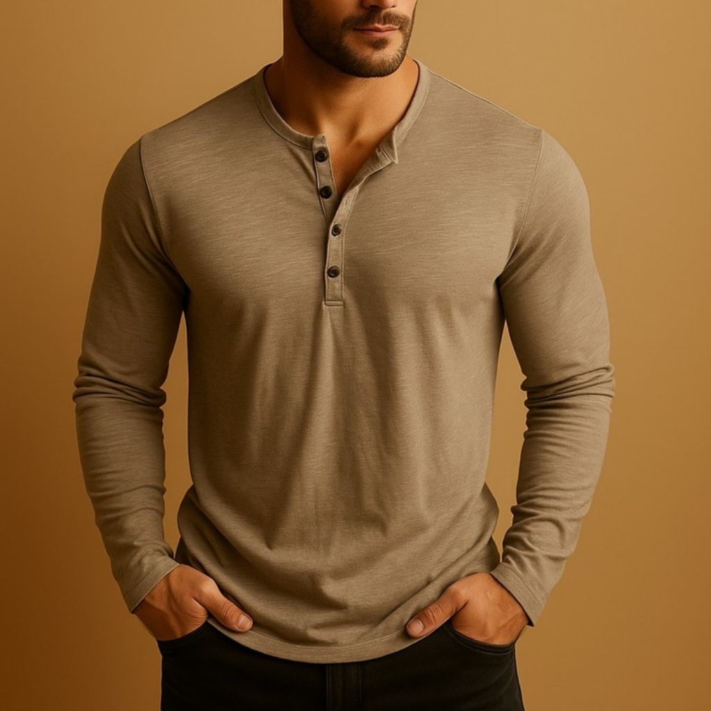 Men’s Long-Sleeve Henley Top