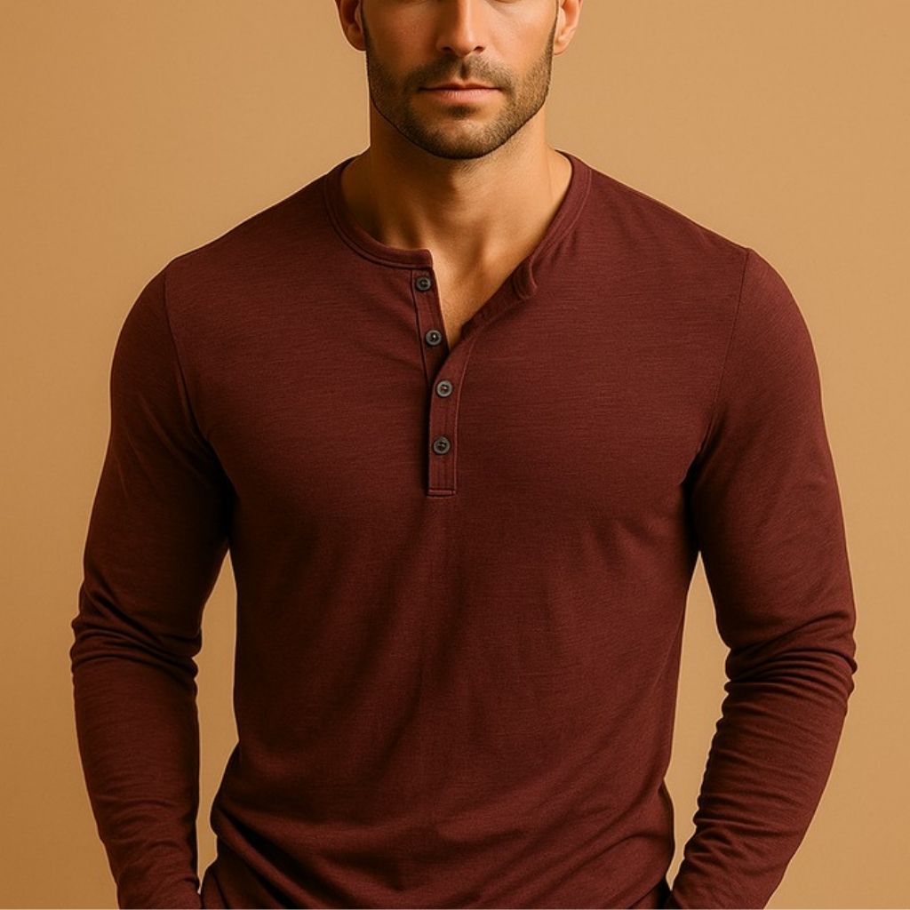 Men’s Long-Sleeve Henley Top