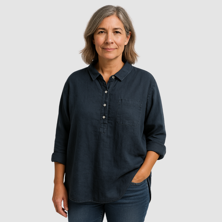 Women’s Oversized Linen-Blend Tunic Shirt